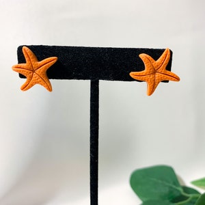 Starfish Stud Earrings, Handmade Polymer Clay Jewelry, Summer Beach Accessories, Under the Sea collection image 2
