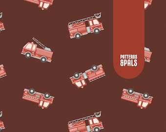 Fire Trucks Boys Seamless Repeat Pattern for Commercial Use, Fire brigade digital design, Firefighter fabric file