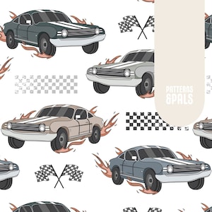 Race Car Seamless File Digital, Fast Car Seamless Patterns For Commercial Use, Vehicle Seamless pattern, Boy Gender Neutral seamless file