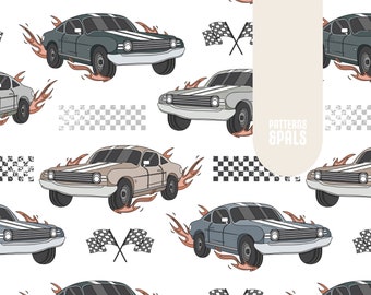 Race Car Seamless File Digital, Fast Car Seamless Patterns For Commercial Use, Vehicle Seamless pattern, Boy Gender Neutral seamless file