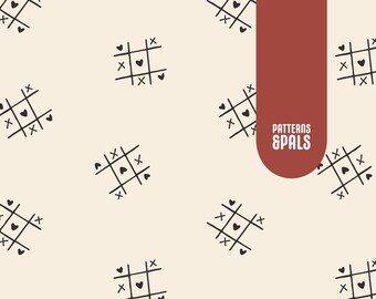 Valentine's Day Tic-tac-toe Seamless Pattern, Valentines Repeat Pattern for Commercial Use