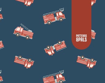 Fire Trucks Boys Seamless Repeat Pattern for Commercial Use, Fire brigade digital design, Firefighter fabric file