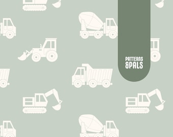 Construction Vehicles Boys Seamless Repeat Pattern For Commercial Use Trucks Minimalist Digital Print Instant Download Pattern