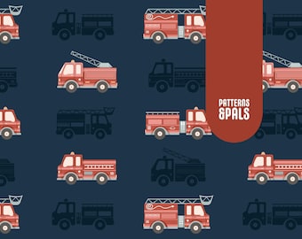 Fire Trucks Boys Seamless Repeat Pattern for Commercial Use, Fire brigade digital design, Firefighter fabric file