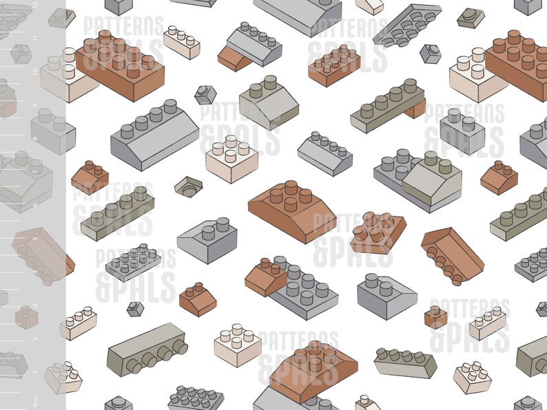 Building Blocks Boys Seamless Repeat Pattern Pastel Toy Bricks Neutral ...