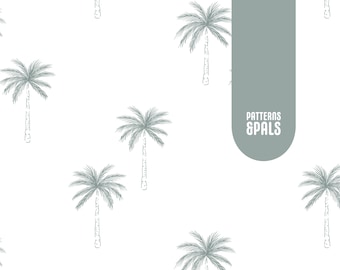 Palm Tree Seamless Repeat Pattern Neutral for Commercial Use, Summer Sketched Digital Download File