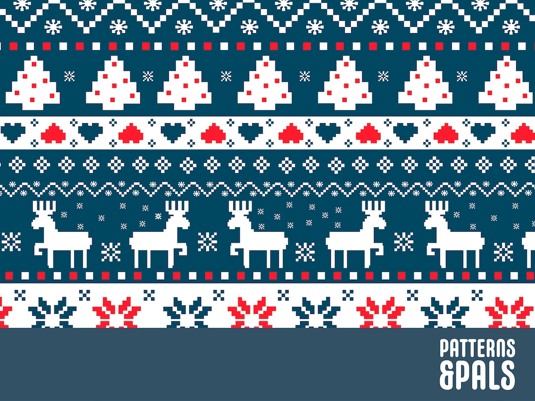 Ugly Sweater Seamless Digital Pattern Nordic Christmas Repeat File for ...