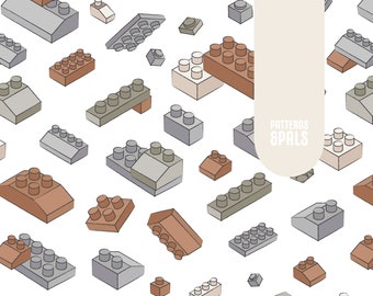 Building Blocks Boys Seamless Repeat Pattern Pastel Toy Bricks Neutral for Commercial Use