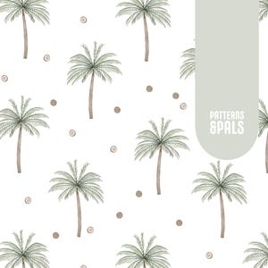 Palm Tree Seamless Repeat Pattern Neutral for Commercial Use, Summer Watercolor Digital Download File