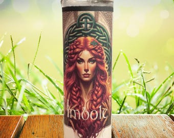 Imbolc Candle: Brigid Celtic Goddess, Sacred Ritual Altar Decor