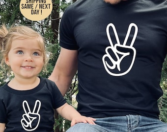 Two Hand Peace Sign Birthday Long Sleeve Shirts, 2 Year Old Birthday Tee, 2 Year B-day Outfit, Two Cool Toddler Shirt,Peace Sign Long Sleeve