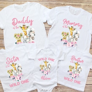 Safari Floral Birthday Shirts: Wild One Family Matching Outfit