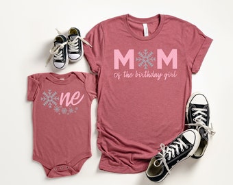 Family snowflake birthday shirts | Pink and Silver Snowflake Birthday Girl Shirts,Winter Onederland Shirt