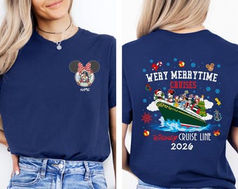 Personalized Christmas Cruise Shirt 2026, Matching Family Holiday Cruise Tee, Custom Name Vacation Shirt, Front and Back Christmas Graphic