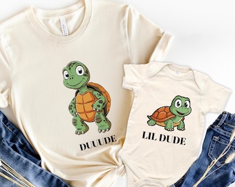 Dude and Lil Dude Matching Turtle Shirts, Father Son Tees