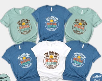 Myrtle Beach Family Vacation T-Shirt: Custom Retro Sunset Tee