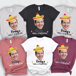 Custom Fiesta Birthday T-Shirt, Personalized Face Tee for Men or Women, Funny Sombrero Party Shirt, Custom Age Cinco de Mayo Shirt