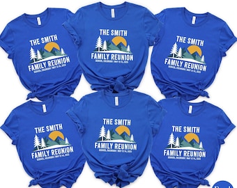 Personalized Family Reunion T-Shirts: Mountain Graphic, Custom Name & Date