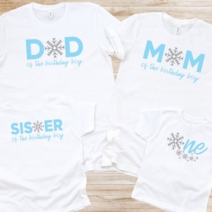 Family snowflake birthday shirts | Blue and Silver Snowflake Birthday Boy Shirts, Winter Onederland Birthday Shirt