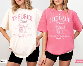 Custom Bride Club Comfort Colors Bachelorette Trip Shirt: Miami 2025