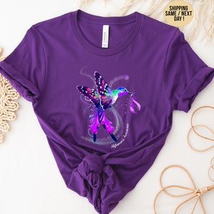 Hummingbird Alzheimer Shirt, Alzheimer&#39;s Awareness Tee,I Wear Purple For Alzheimer Awareness,Never Forget Memories Matter Top,Dementia Shirt