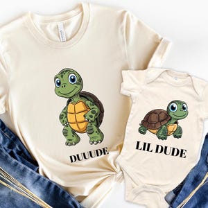 Dude And Lil Dude Tees, Father and Son Matching Shirts, Matching Turtles Father Son Tops, Matching Dad and Son Shirts, Daddy and Me Shirt