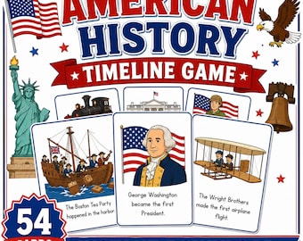 American History Timeline Game Printable Homeschool Classroom Sequencing Cards Educational Activity Curriculum