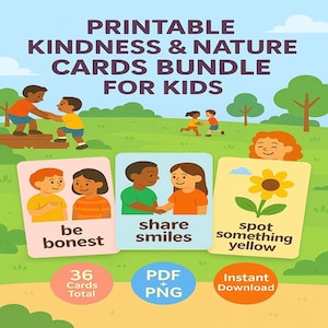 Freundschaft und Natur Druckbares Kartenset für Kinder Social Emotional Lernen Outdoor-Aktivitäten Pdf und PNG Digital Download