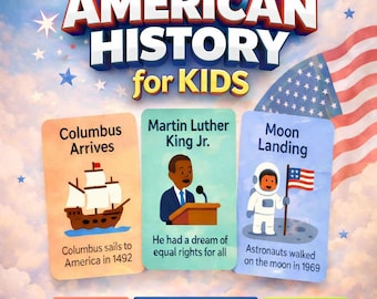 American History Flashcards for Kids: US Events Timeline (PDF Set