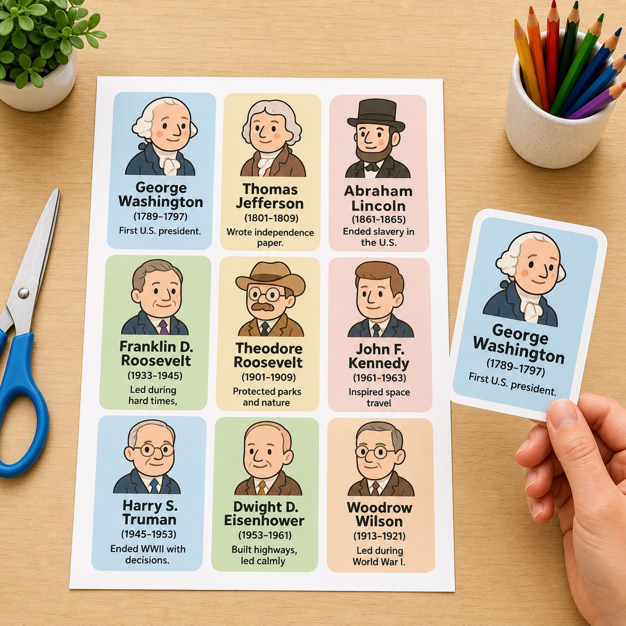 U.S. Presidents Flashcards for Kids: American History Printable (PDF ...