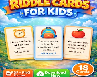 Riddle Cards for Kids Printable – 18 Fun Brain Teasers with Icons