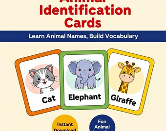 Printable Animal Flash Cards for Toddlers: Fun Learning Game (PDF & PNG Format)
