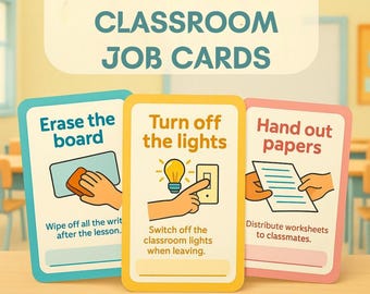 Printable Classroom Job Cards: Editable Responsibility System for Kids (PDF + PNG