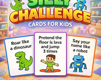 Silly Challenge Cards for Kids: Fun Movement Activity Game (Printable PDF & PNG