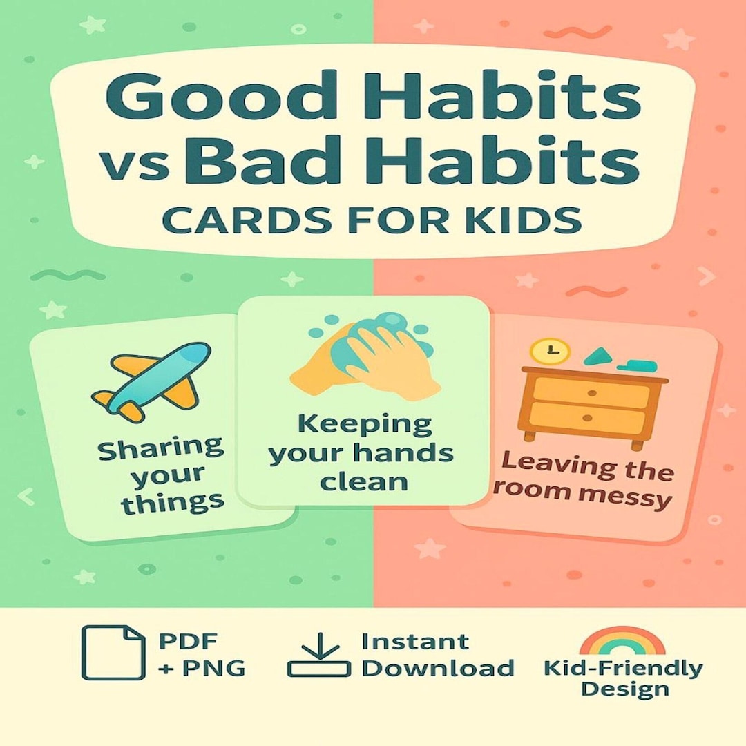 Good Habits Vs Bad Habits Cards for Kids - Etsy