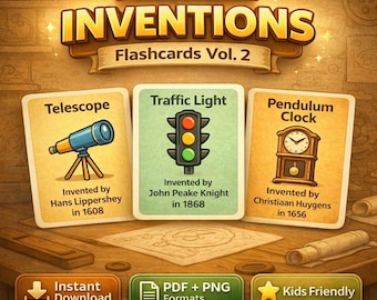 Printable Inventions Flashcards Vol. 2: Fun History Game for Kids (PDF & PNG Download