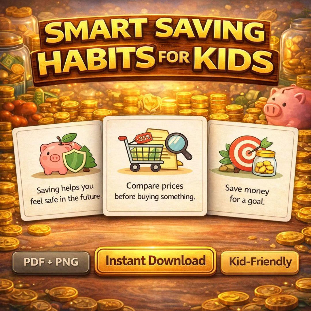 Saving Cards for Kids Printable Financial Literacy Flashcards Money ...