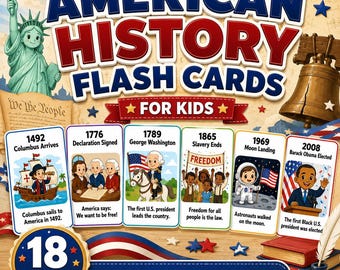 Amerikaanse geschiedenis Flashcards Belangrijke gebeurtenissen Mijlpalen Mensen Kinderen Afdrukbaar Thuisonderwijs Educatief