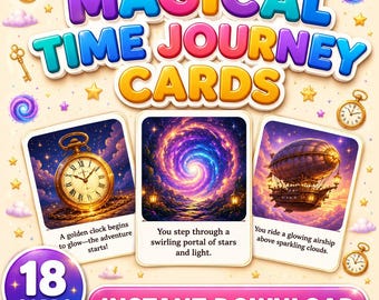 Magical Time Journey Cards Printable Storytelling Adventure Imagination Fantasy Homeschool Classroom Children Learning Creative