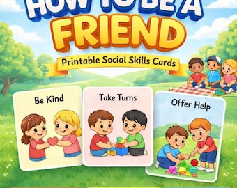 Friendship Skills Flashcards: Kindness Activities for Kids (PDF, PNG, JPG Downloadable Cards)