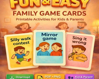 Family Fun Game Cards: Interactive Printable Activity Set (PDF + PNG Files)