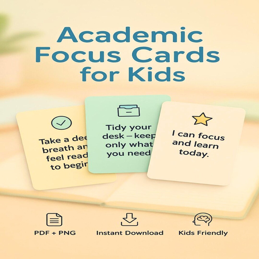 Focus Cards for Kids | Study Calm PDF - Etsy