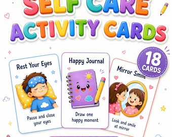 Tarjetas de actividades de autocuidado para niños: tarjetas didácticas de mindfulness imprimibles
