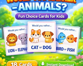 Would You Rather Animals Cards for Kids Printable Game