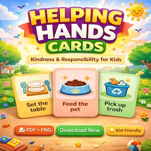 Kindness Task Cards for Kids: Responsibility & Routine Builder (PDF/PNG Download