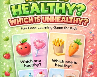 Healthy Unhealthy Food Cards Game for Kids (PDF + PNG Download)