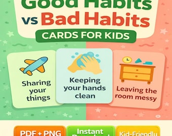 Good Habits vs Bad Habits Cards for Kids