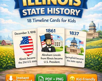 Illinois State History Cards for Kids Printable