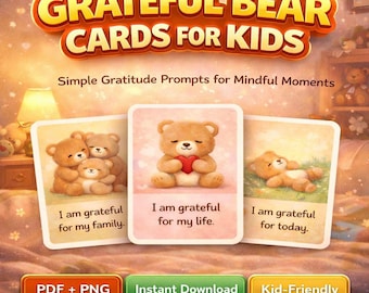 Bear Themed Gratitude Cards for Kids