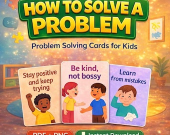 Problem Solving Cards for Kids: SEL Activity Set (PDF + PNG